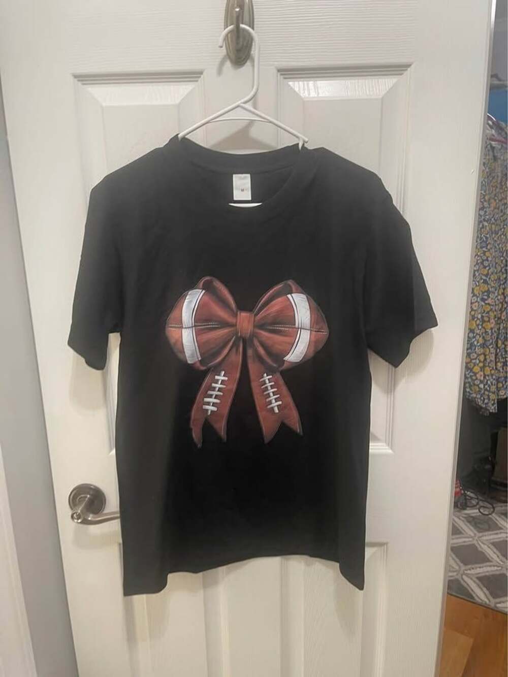 Women’s football t shirt bow shirt black brown med -xxlarge